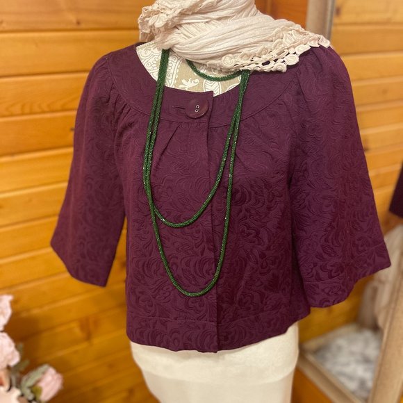 Apt 9 Cropped Jacket Size Large in plum. - Picture 1 of 7